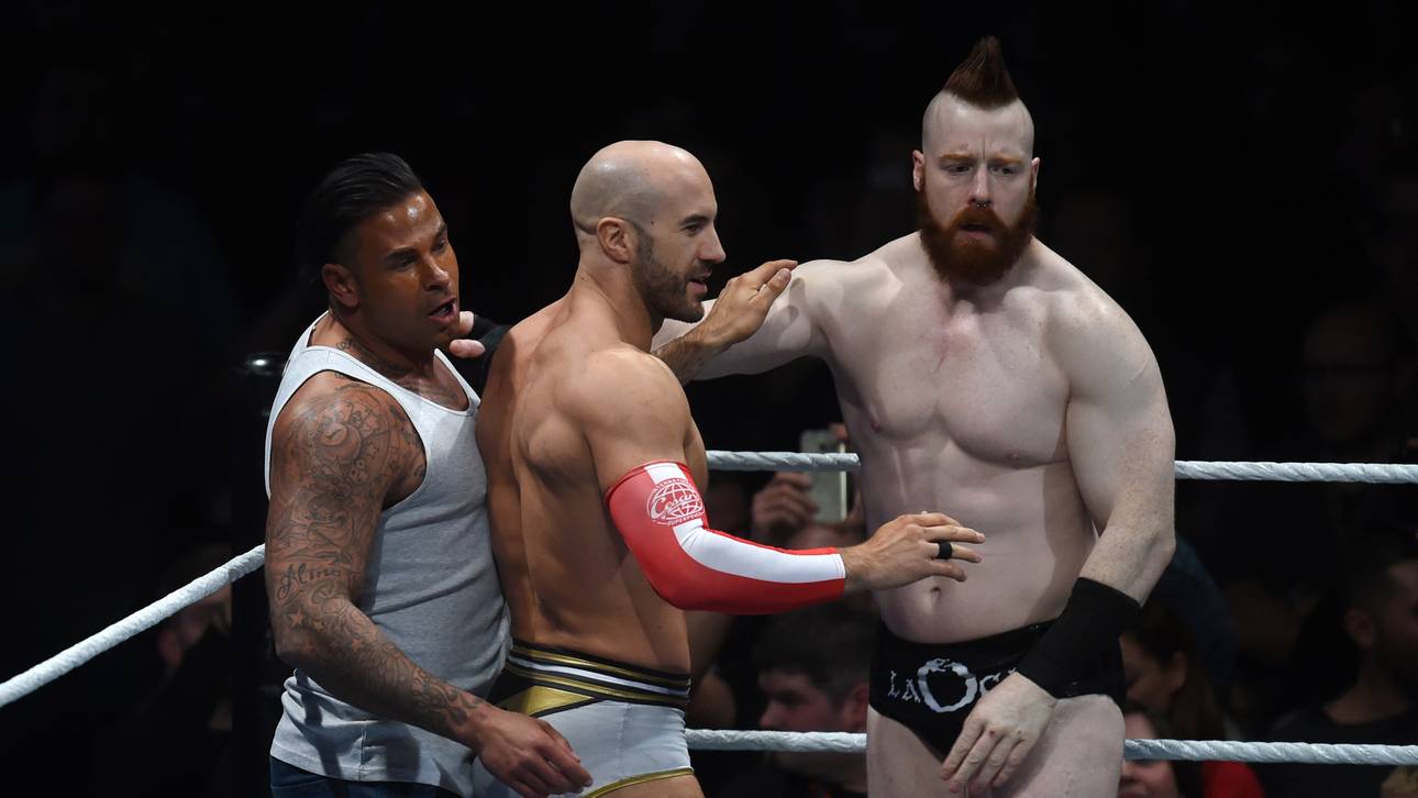 Sheamus (r.) und Cesaro (M.) waren Partner von Tim Wiese bei dessen WWE-Debüt