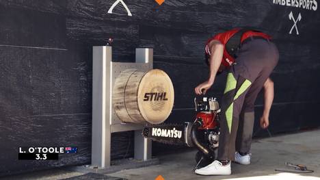 Der aktuelle STIHL TIMBERSPORTS Weltmeister Brayden Meyer sichert sich erst bei der letzten Disziplin durch einen Fehler von O’Toole den Sieg bei der Australian Virtual Championship.