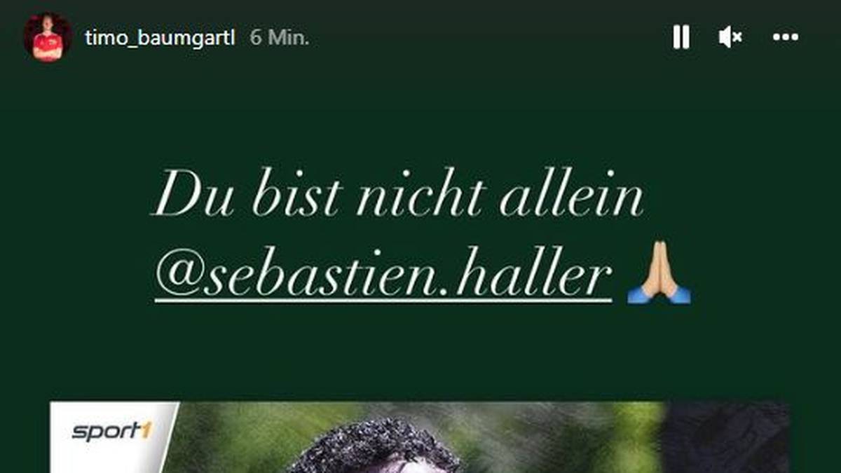 Timo Baumgartl teilt die SPORT1-Meldung zu Sébastien Haller mit den Worten: "Du bist nicht allein, Sébastian"