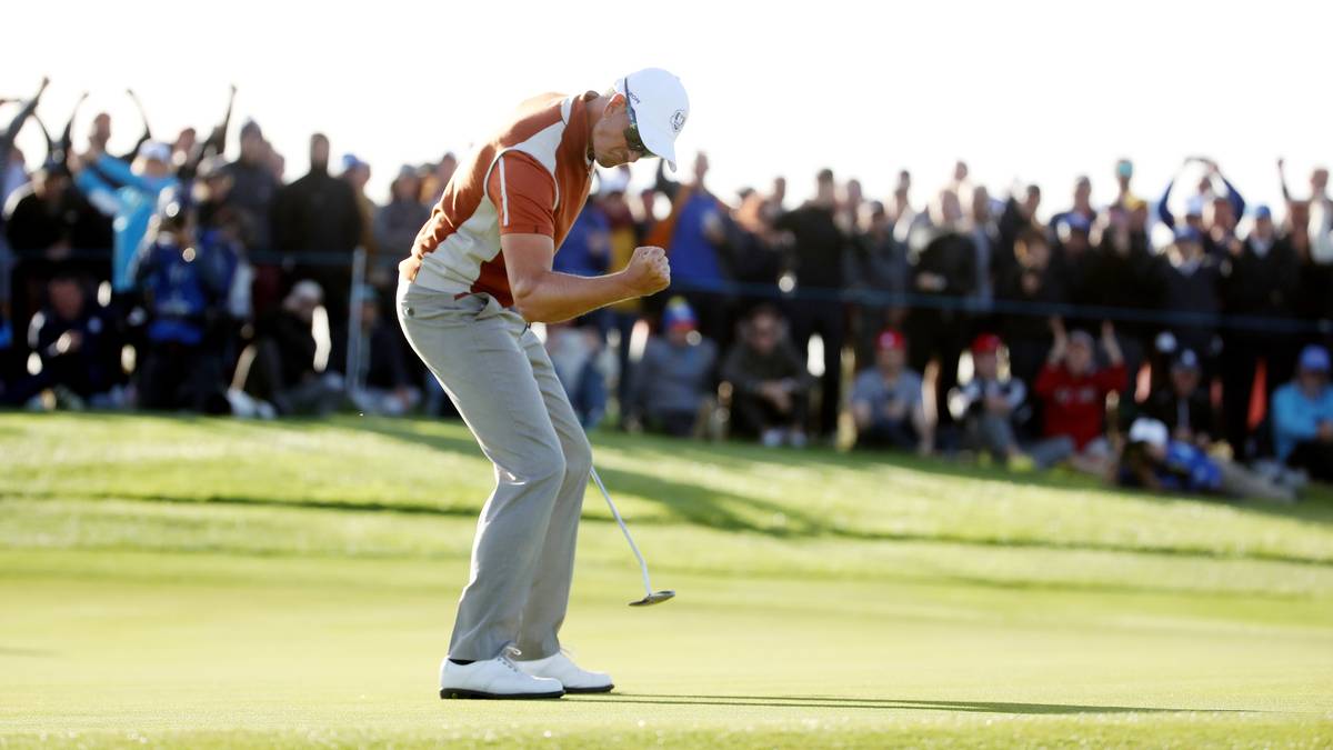 Und auch am Samstag gewinnen die Europäer in den Fourballs drei der vier Duelle - unter anderem durch Henrik Stenson