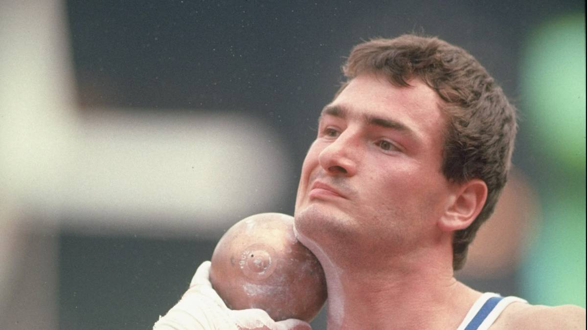 Ulf Timmermann vor seinem Versuch zum Gewinn der Goldmedaille bei den Olympischen Spielen 1988 in Seoul