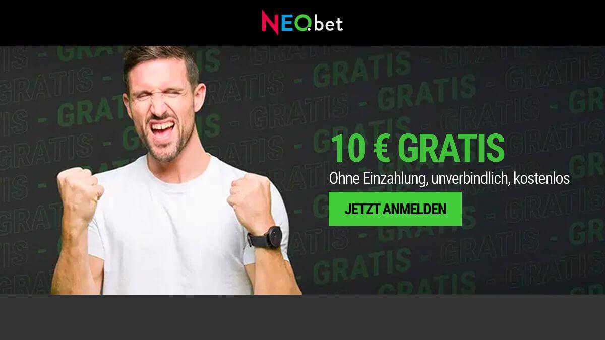 Bei NEObet wartet eine 10€ Wette ohne Einzahlung auf Neukunden. (18+ | Es gelten die AGB)