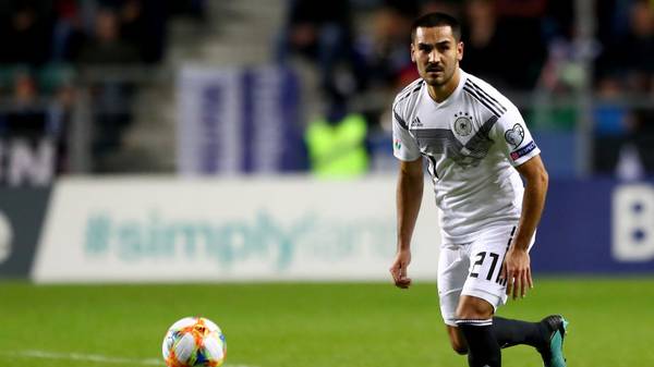 TALLINN, ESTONIA - OCTOBER 13: Ilkay Guendogan of Germany runs with the ball during the UEFA Euro 2020 qualifier between Estonia and Germany at A.Le Coq Arena on October 13, 2019 in Tallinn, Estonia. (Photo by Martin Rose/Bongarts/Getty Images)