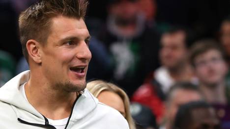 BOSTON, MASSACHUSETTS - DECEMBER 06: Former New England Patriots player Rob Gronkowski looks on during the game between the Boston Celtics and the Denver Nuggets  at TD Garden on December 06, 2019 in Boston, Massachusetts. The Celtics defeat the Nuggets 108-95. (Photo by Maddie Meyer/Getty Images)