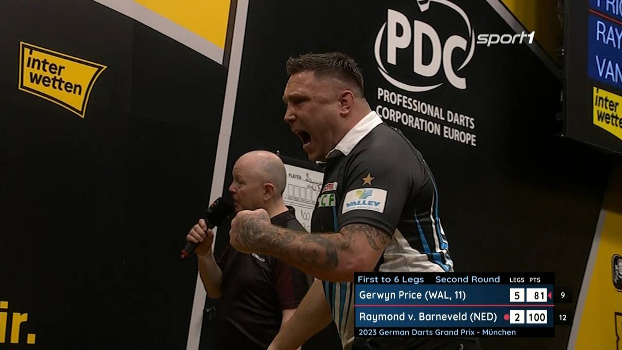 German Darts Grand Prix: Gerwyn Price besiegt Raymond van Barneveld mit 6:2