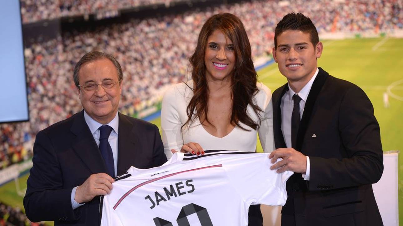 Am 22. Juli 2014 wurde James Rodríguez (r.) offiziell bei Real Madrid vorgestellt