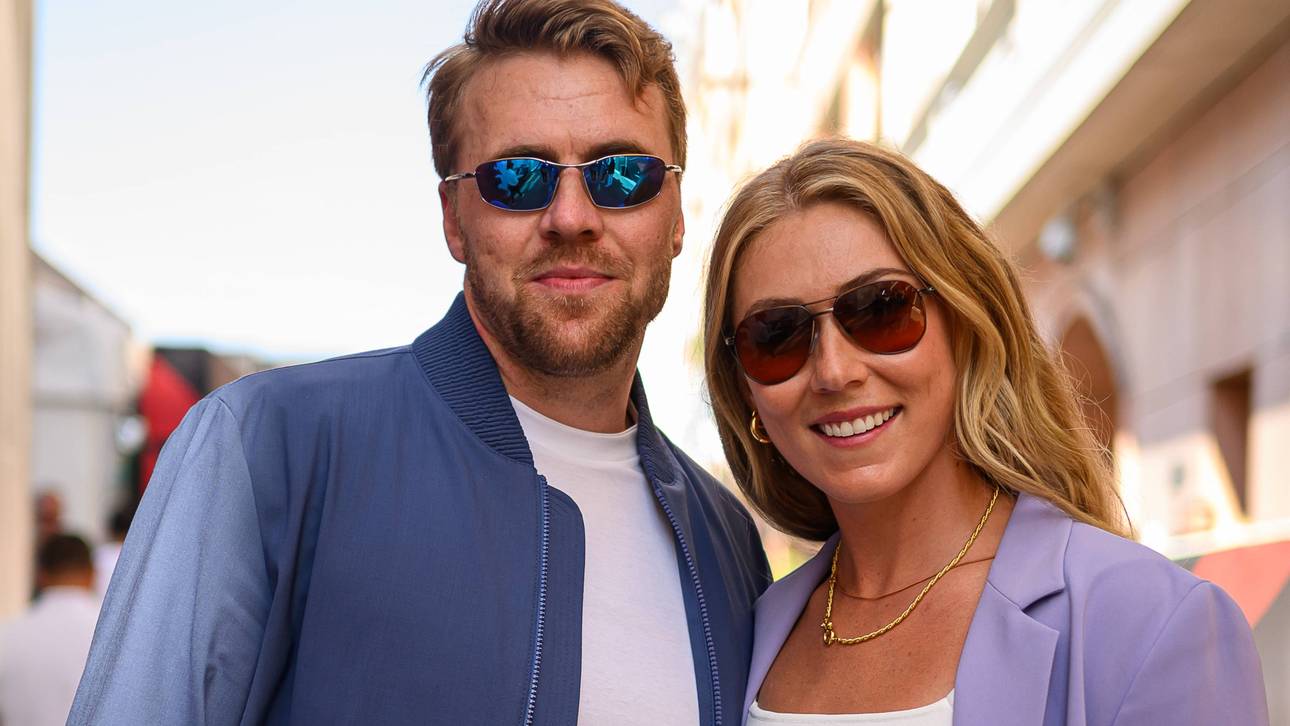 Alexander Aamodt Kilde und Mikaela Shiffrin beim gemeinsamen Besuch des Monaco-GP 2024