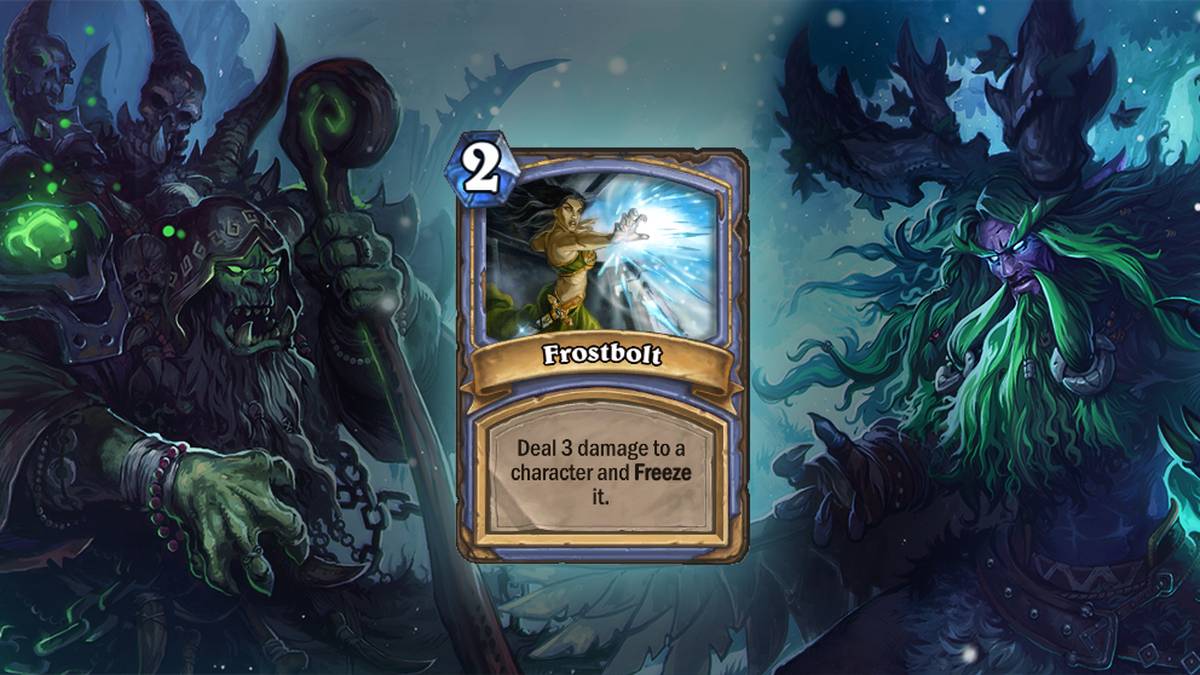 Frostblitz (Frostbolt) - Fügt einem Charakter 3 Schaden zu und friert ihn ein.Diese Karte wird zweimal im Deck gespielt