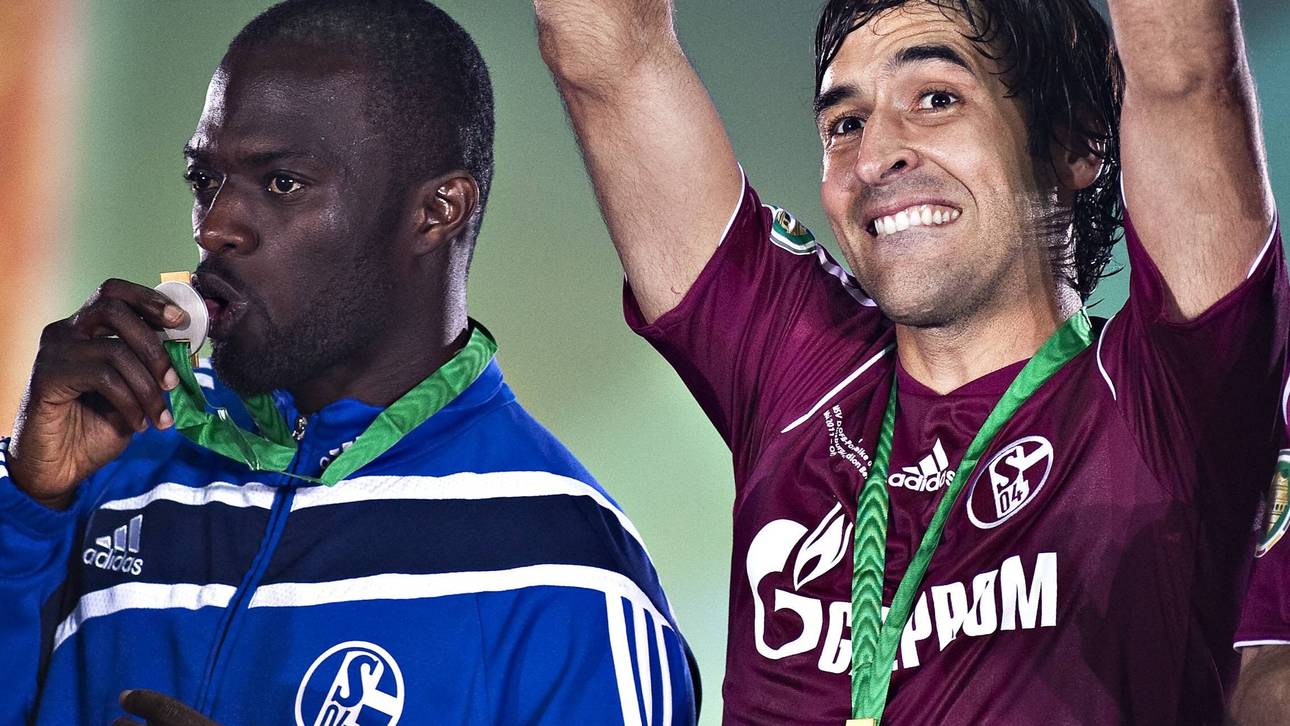 Hans Sarpei und Raúl gewannen 2011 mit Schalke den DFB-Pokal