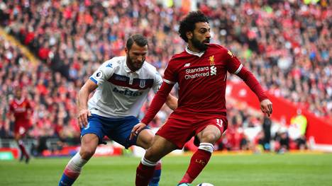 Liverpools Torjäger Mohamed Salah (rechts) ging gegen Stoky City leer aus