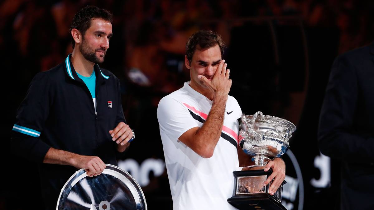 Australian Open 2018: Wie bei seinem bis dato letzten Grand-Slam-Sieg hieß auch dieses Mal der Gegner Marin Cilic. Sichtlich zu Tränen gerührt genoss Federer seinen Jubiläums-Triumph