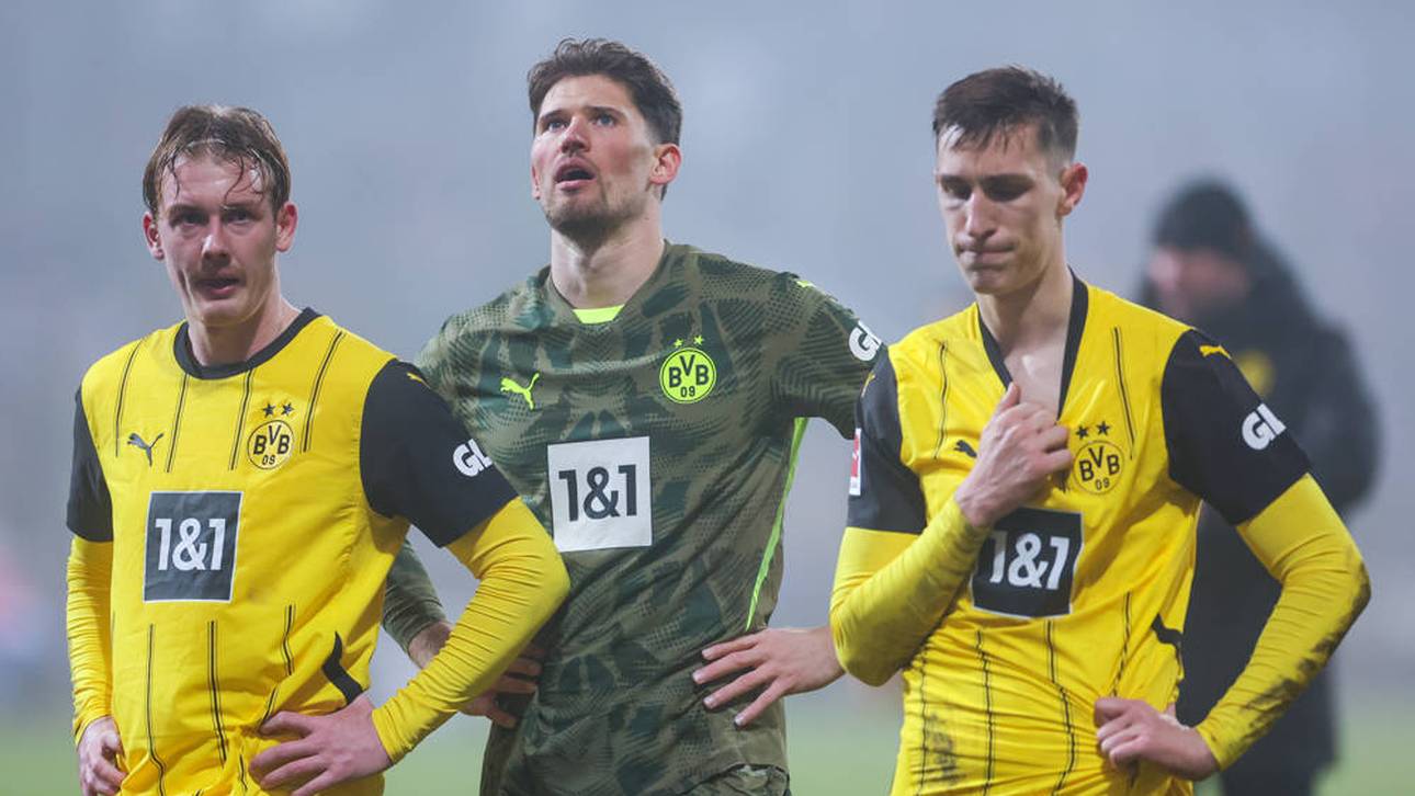 (v. l.) Julian Brand, Gregor Kobel und Nico Schlotterbeck enttäuschen in Kiel