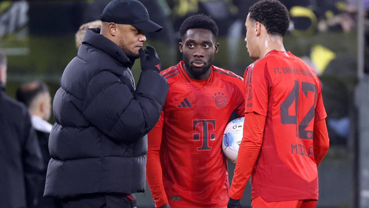 Trainer Vincent Kompany (l.) kann wohl zeitnah wieder auf Alphonso Davies (Mitte) zurückgreifen