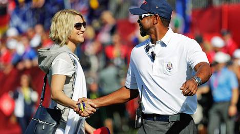 Handshake mit Emma Stenson: Beim Ryder Cup 2016 mischte Tiger Woods als Co-Kapitän der Amerikaner mit