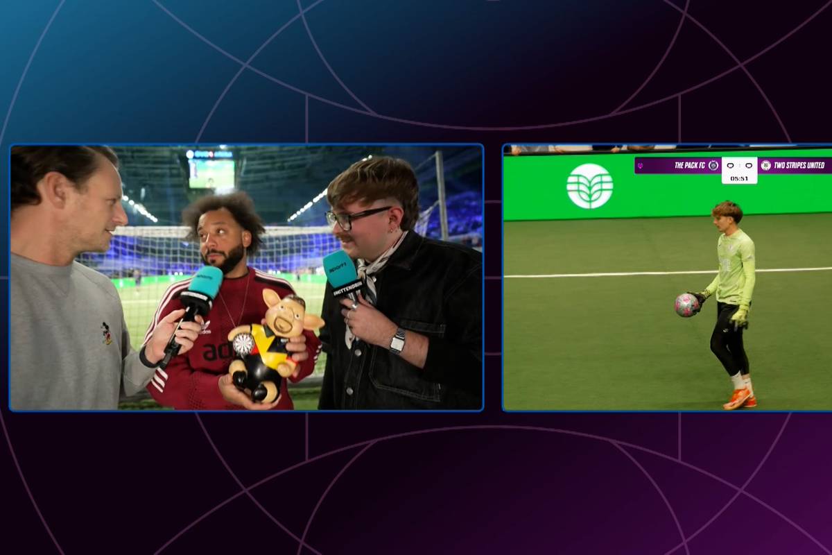 Hier bekommt Real-Legende SPORT1 Phrasenschwein überreicht