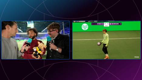 Der Ex-Real-Star Marcelo ist bei der Icon League in Bremen zu Gast. Am Rande eines SPORT1-Interviews bekommt er das berühmte Phrasenschwein überreicht.