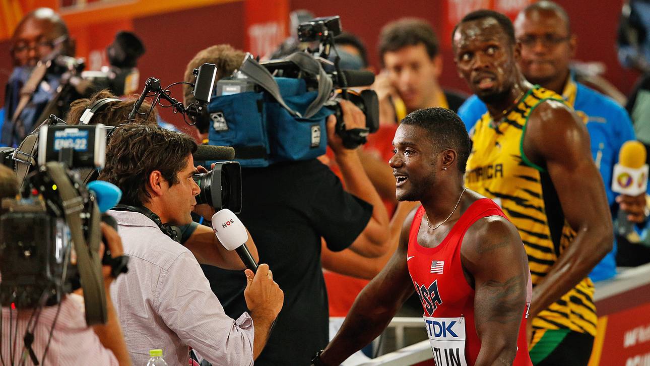 Die erste Runde des 100-m-Sprintduells mit Usain Bolt geht an Justin Gatlin