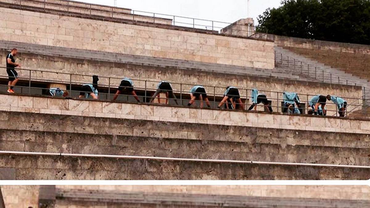 Für die Profis der Hertha sind Treppenläufe angesagt