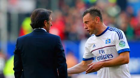 Ivica Olic (r.) mit HSV-Coach Bruno Labbadia