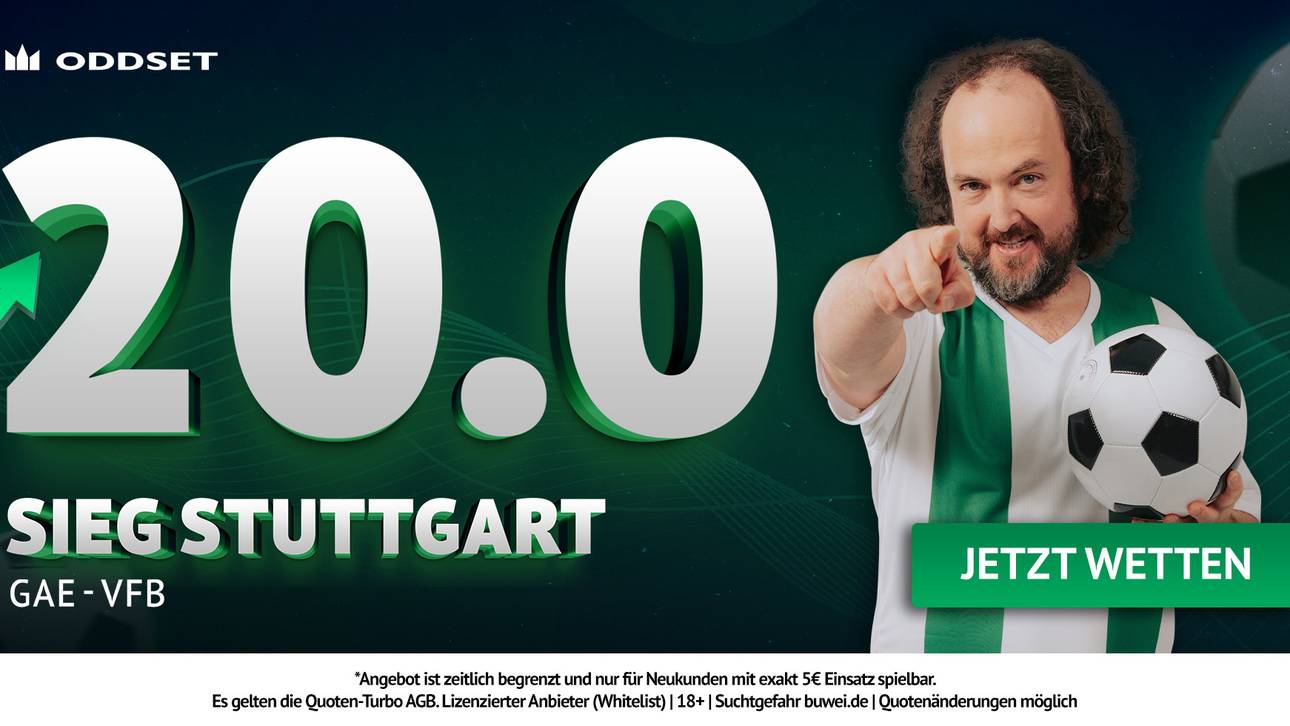 💥 SUPER QUOTEN BOOST 💥: 20er-Quote bei ODDSET auf den Sieg des VfB Stuttgart!