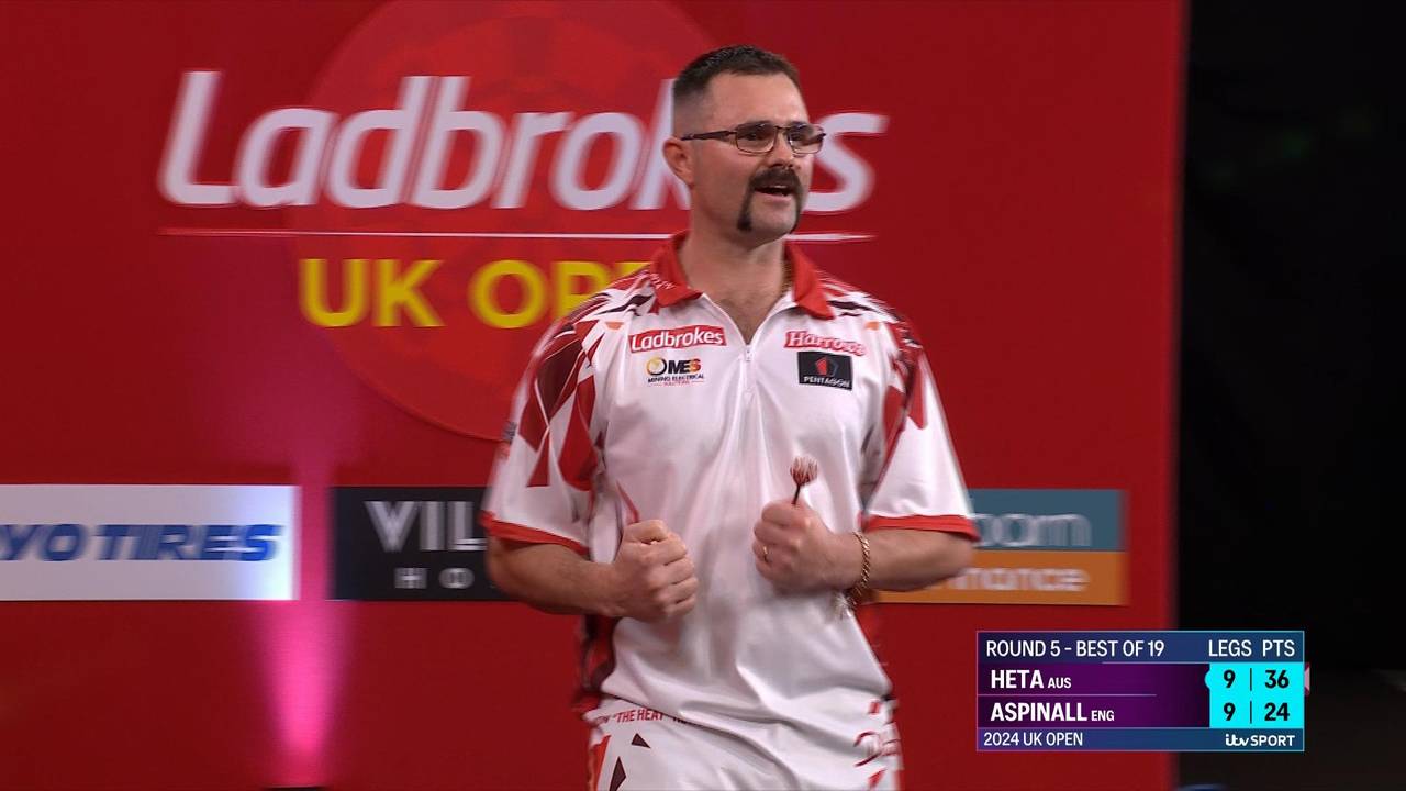 Darts UK Open: Damon Heta gewinnt gegen Nathan Aspinall 10:9