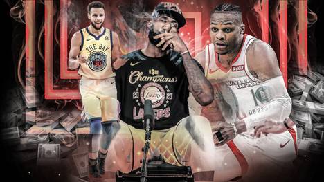 Steph Curry (l.), LeBron James (m.) und Russell Westbrook gehören zu den NBA-Topverdienern