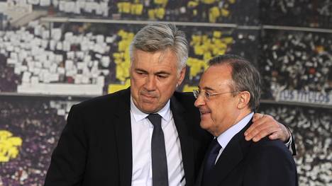 Florentino Perez (r.) steht weiter zu Trainer Carlo Ancelotti