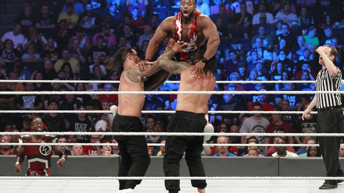 Noch ein Titelwechsel: Die Usos schleudern erfolgreich Big E von The New Day durch die Gegend...