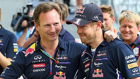 Christian Horner (l.) und Sebastian Vettel arbeiten seit 2009 bei Red Bull zusammen
