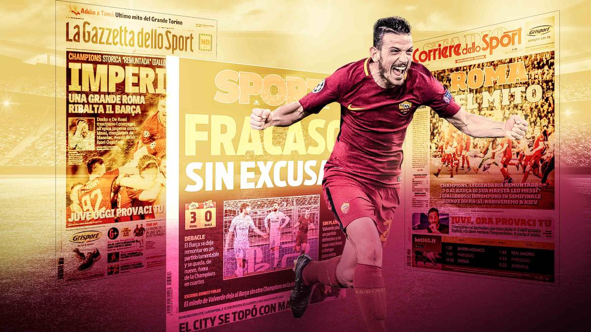 Nach dem sensationellen Weiterkommen des AS Rom feiert die italienische Presse das "Wunder vom Olimpico". Dagegen zerlegen die spanischen Medien den FC Barcelona nach allen Regeln der Kunst. SPORT1 zeigt die Pressestimmen