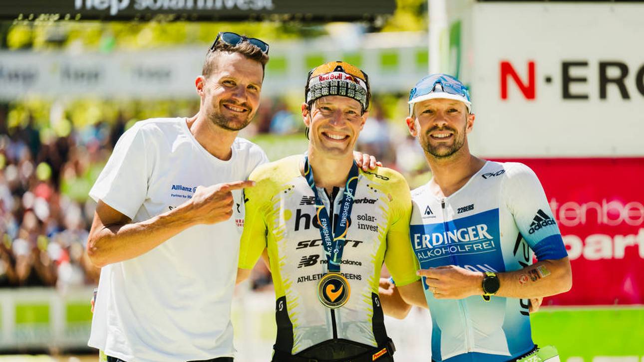 Drei deutsche Weltklasse-Triathleten: Jan Frodeno, Sebastian Kienle und Patrick Lange bei der Challenge Roth 2023