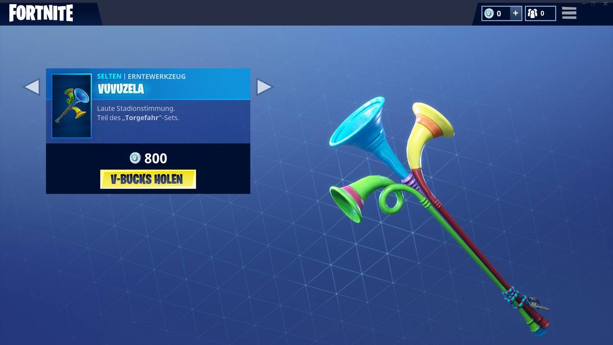 Bei der WM 2010 waren sie gehasst und geliebt: Die Vuvuzelas sind laut, eintönig und nun auch in Fortnite spielbar. Sie können wie der "Elitetöppen" als Erntewerkzeug eingesetzt werden