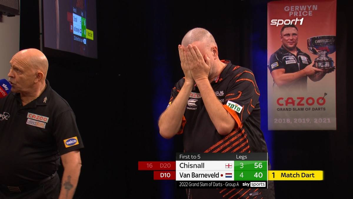 Raymond van Barneveld schlägt im ersten Gruppenspiel des Grand Slam of Darts Dave Chisnall mit 5:3.