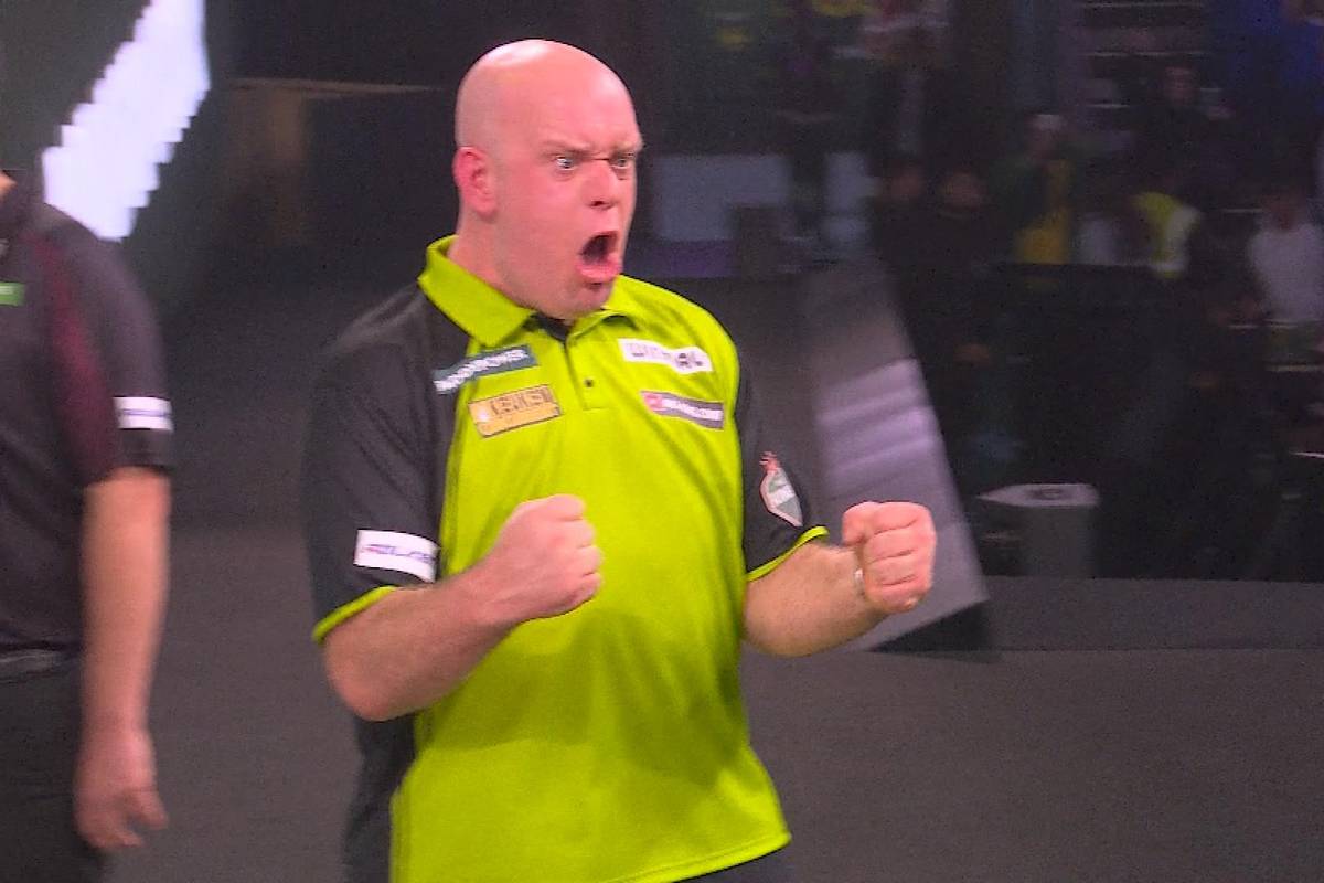 Michael van Gerwen gewinnt mit einer starken Performance gegen Jeffrey De Graaf und steht im Achtelfinale Callan Rydz gegenüber.