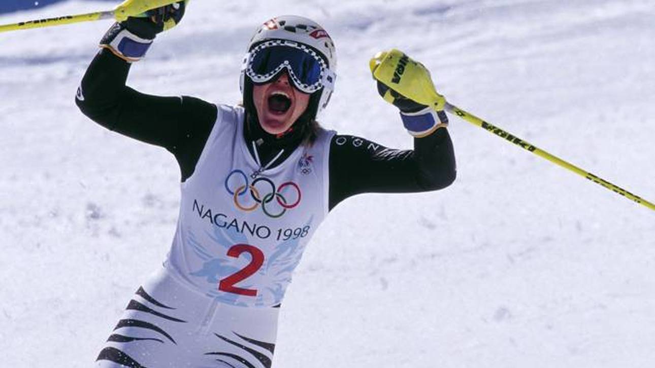 Hilde Gerg wurde 1998 in Nagano Olympiasiegerin im Slalom