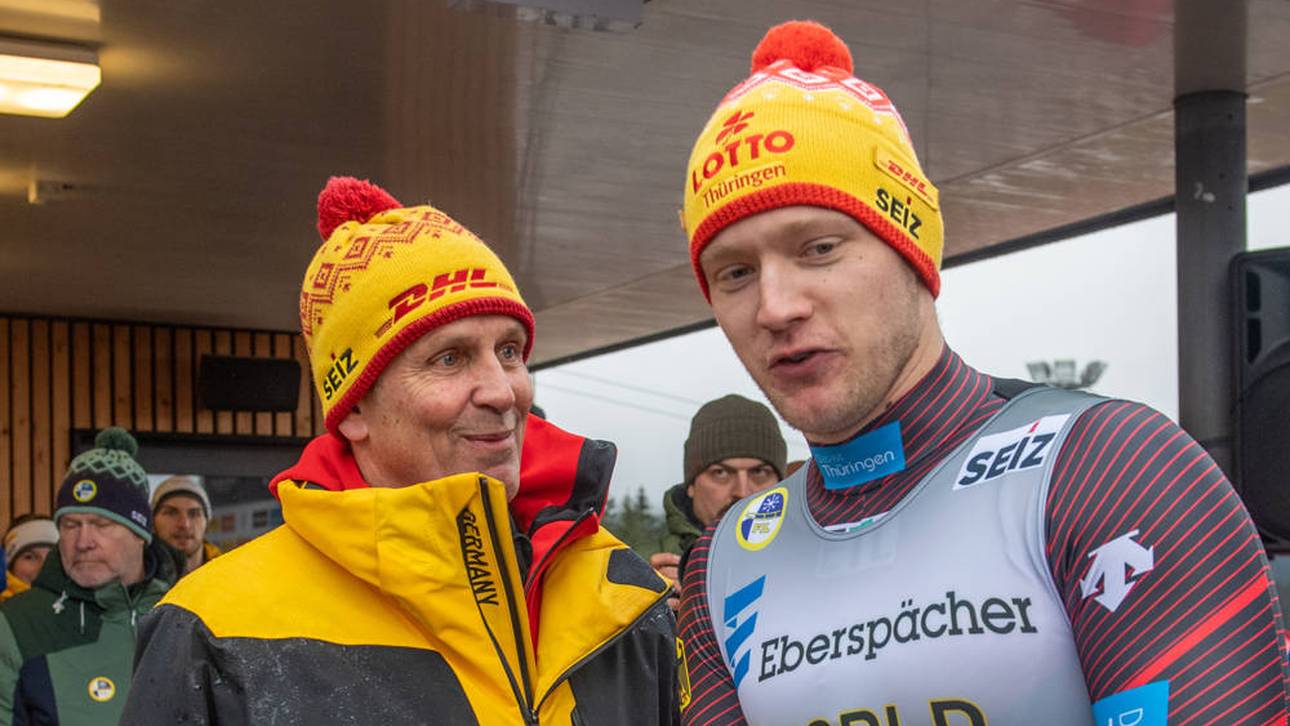 Thomas Schwab mit Rodel-Olympiasieger Max Langenhan