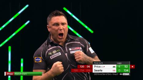 Gerwyn Price schlägt am zweiten Spieltag des Grand Slam of Darts Ryan Searle mit 5:0 und unterstreicht seine starke Form.