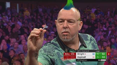 Peter Wright dreht im Viertelfinale des 11. Spieltag der Premier League of Darts in Brighton ein 0:4 gegen Nathan Aspinall und zieht ins Halbfinale ein.