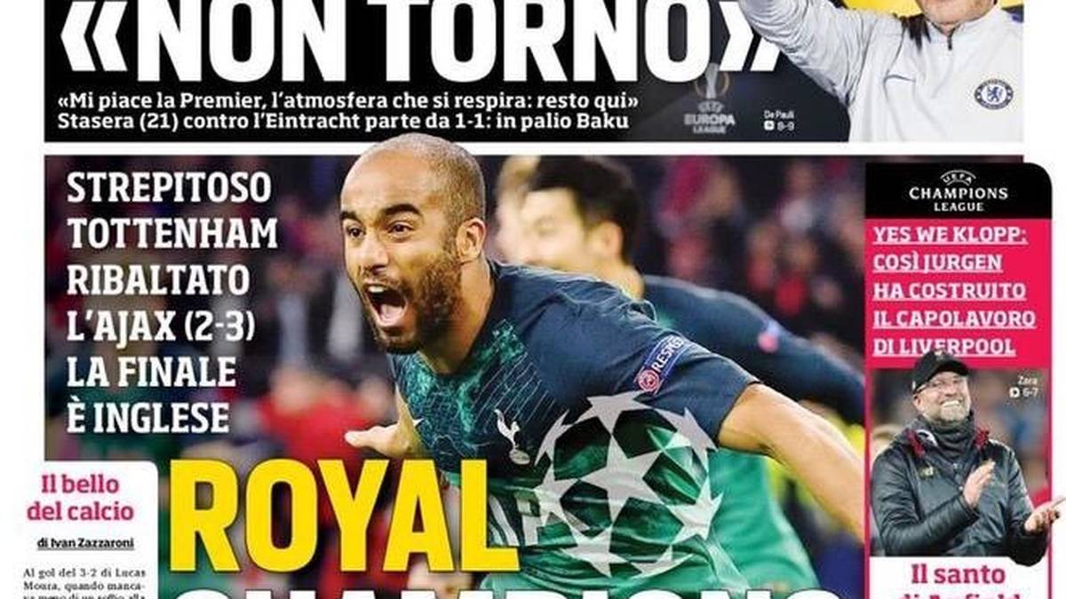 Corriere dello Sport (Italien): "Lucas Moura kippt alles um, Pochettino im Finale! Es ist das Märchen, das passiert, und der Traum, der nicht Wirklichkeit wird" 