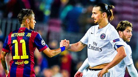 Neymar und Zlatan Ibrahimovic reichen sich die Hand