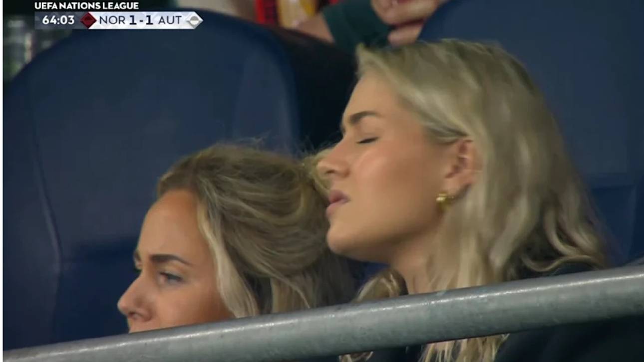 Helene Spilling (r.) leidet mit ihrem Freund Ödegaard auf der Tribüne