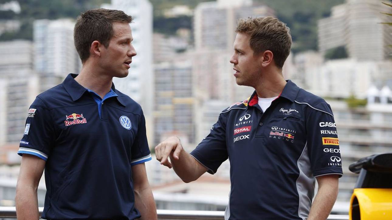 Sébastian Ogier und Sebastian Vettel bei einer Begegnung in Monaco 2013