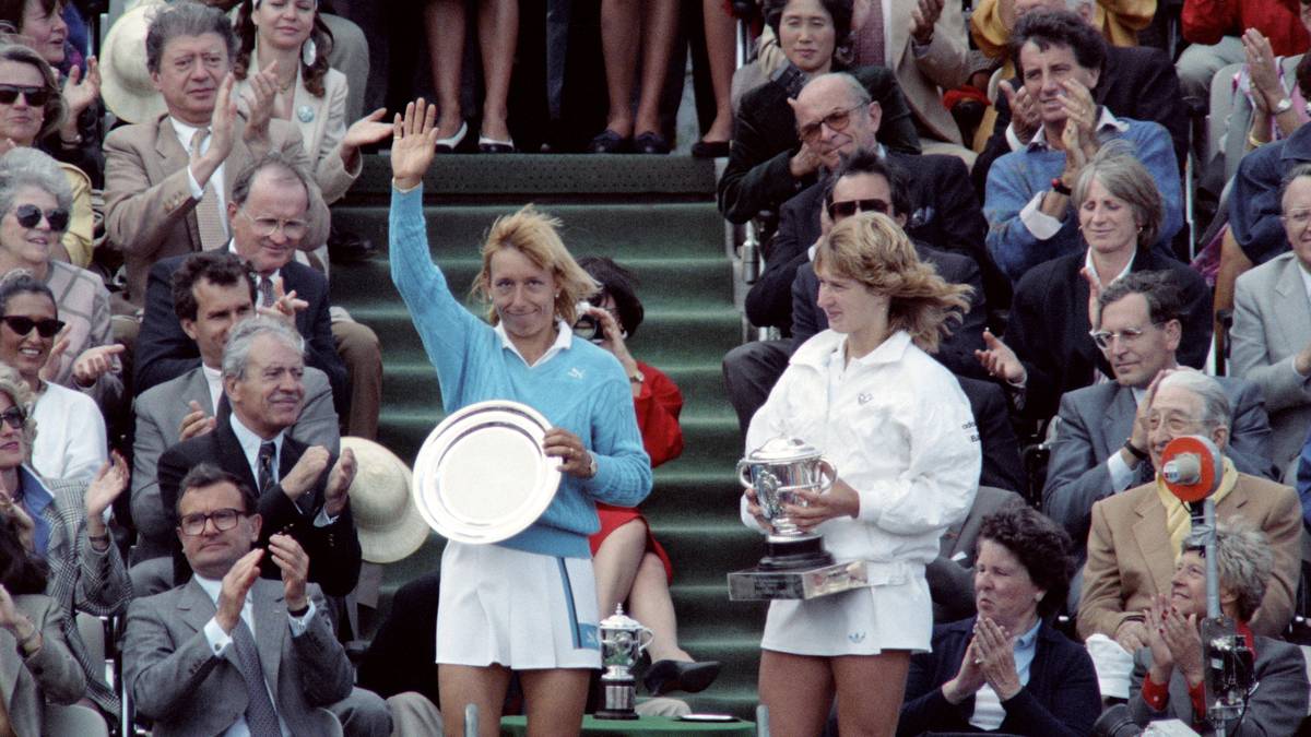 Steffi Graf gewann 1987 das Finale der French Open gegen Martin Navratilova