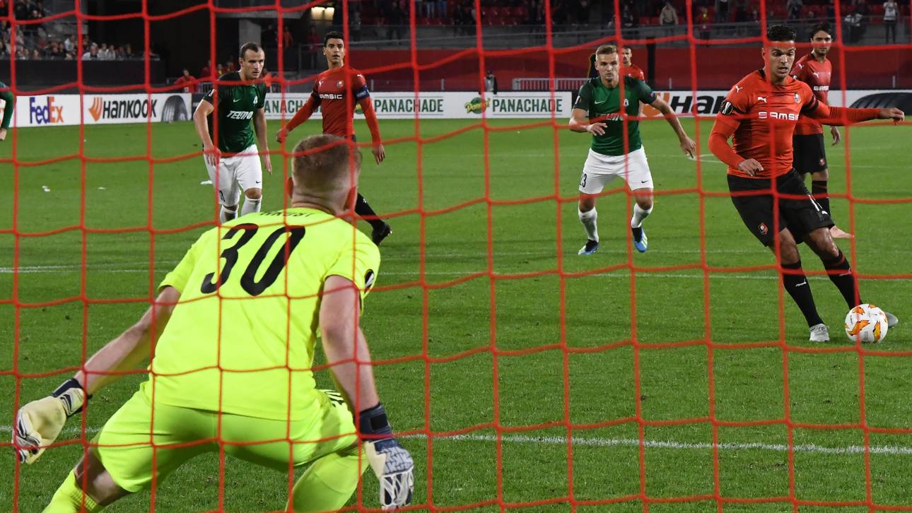 Mit diesem Elfmeter sorgte Hatem Ben Arfa für den Sieg von Stade Rennes gegen FK Jablonec