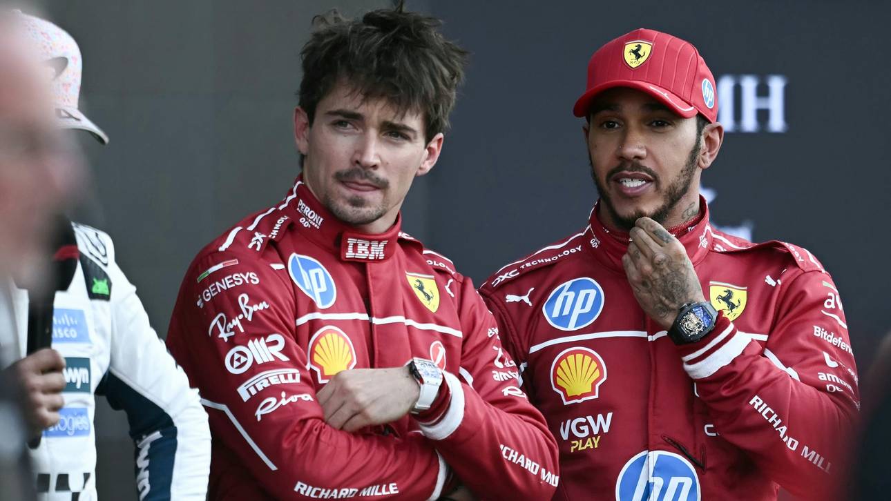Charles Leclerc (l.) und Lewis Hamilton
