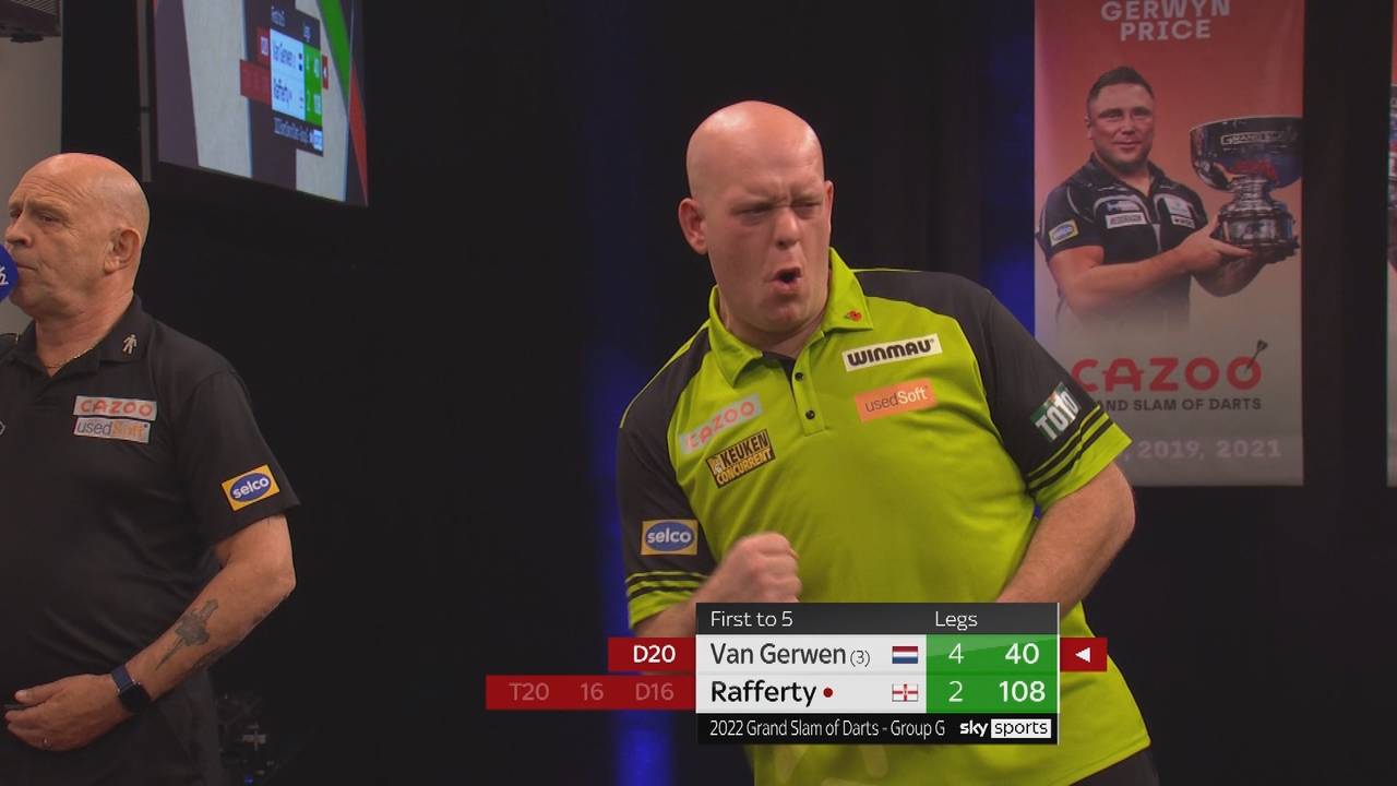 Grand Slam of Darts: Michael van Gerwen schlägt Nathan Rafferty mit 5:2