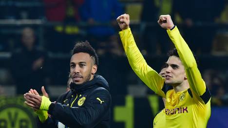 Pierre-Emerick Aubameyang (l.) und Marc Bartra stehen vor ihrem Abschied von Borussia Dortmund