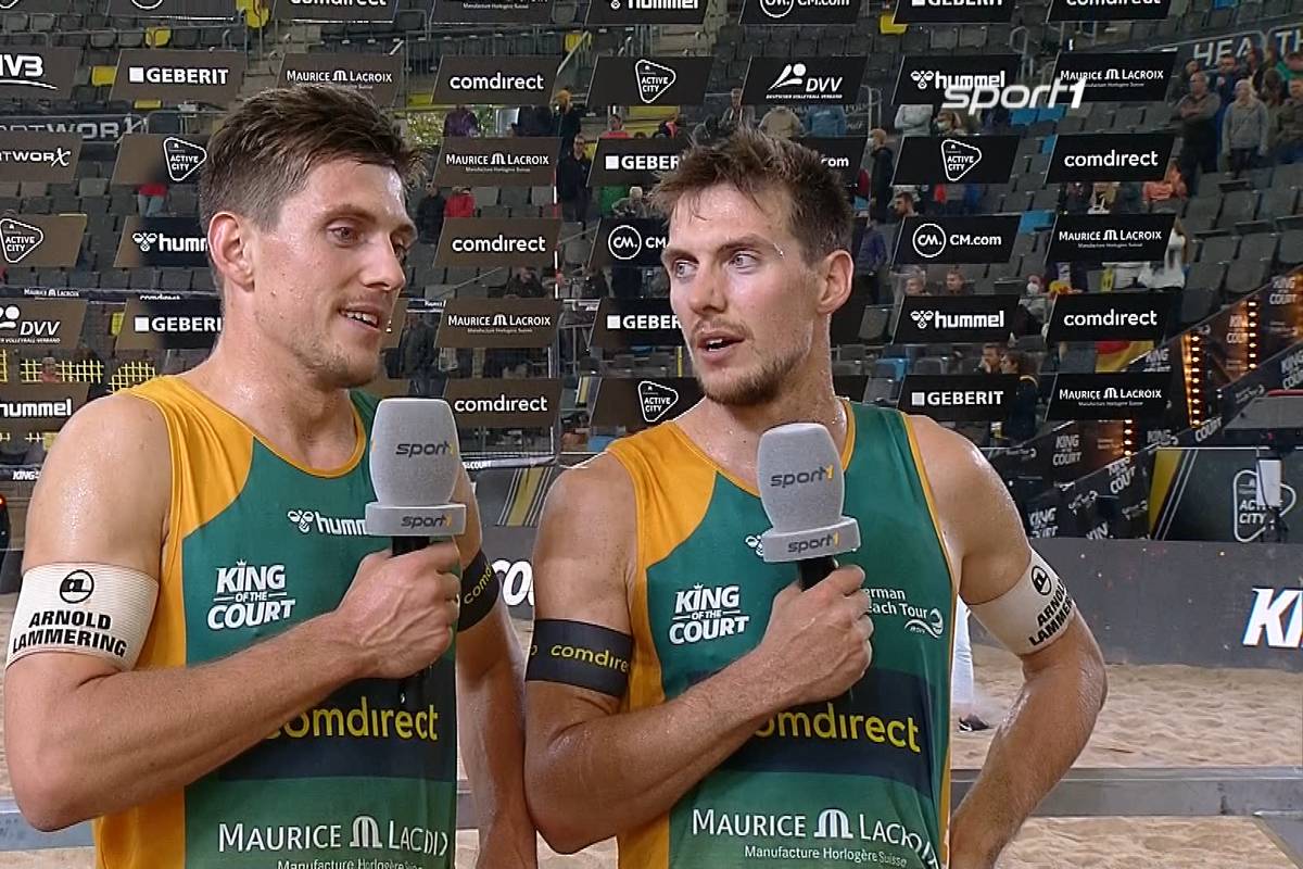 Podium erreicht, als bestes deutsches Duo Hamburg begeistert. Die Beach-Zwillinge David und Bennet Poniewaz ziehen am SPORT1-Mikro Bilanz zum King of the Court.