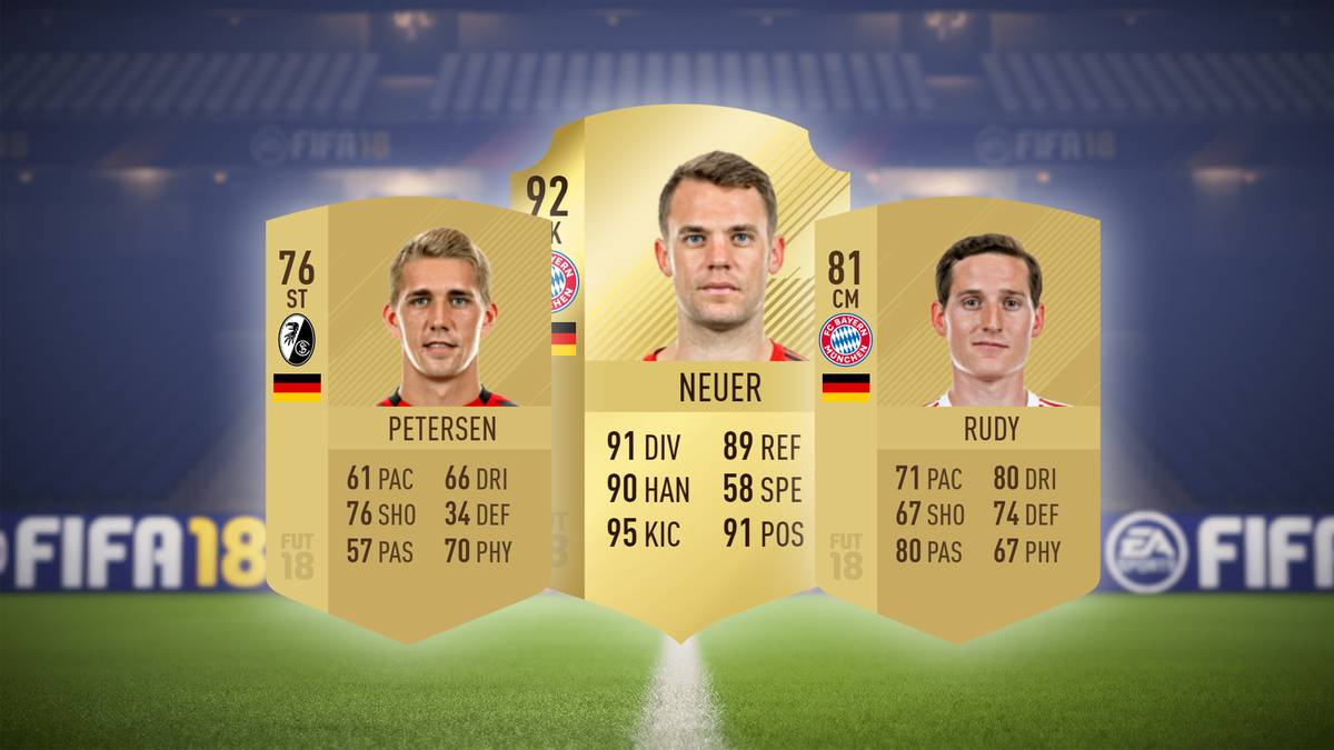 Jogi Löw hat seinen vorläufigen Kader für die Fußballweltmeisterschaft in Russland bekanntgegeben. Dieser bietet einige Überraschungen mit der Nominierung von Manuel Neuer, Sebastian Rudy oder Nils Petersen!. SPORT1 präsentiert das Powerranking (FUT-Basiskarten) der WM-Kicker in FIFA 18, die zudem mit dem neuen kostenlosen WM-Update noch in einer überarbeiten FUT-Version erscheinen werden