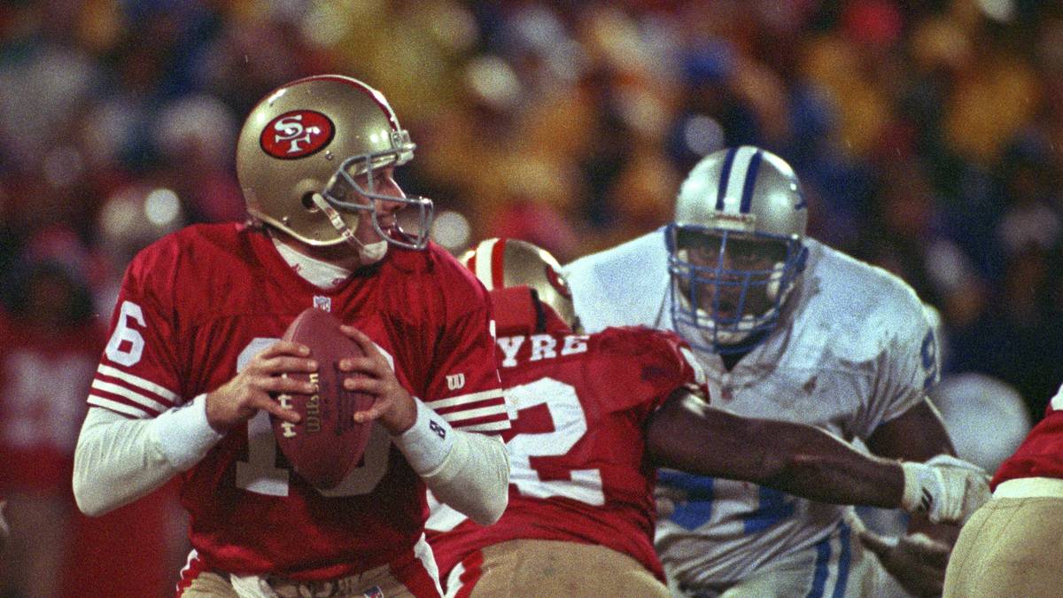 JOE MONTANA: Für viele Fans und Experten der beste Quarterback aller Zeiten. In 13 Spielzeiten brachte es "Joe Cool" auf 40.551 Yards und 273 Touchdown-Pässe. Seine eigentliches Meisterstück; Er gewann jeden seiner vier Super Bowls und warf dabei nicht eine einzige Interception